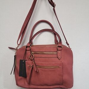 Juniper & Joy Logan Satchel Faux Leather Miltiple Pockets
